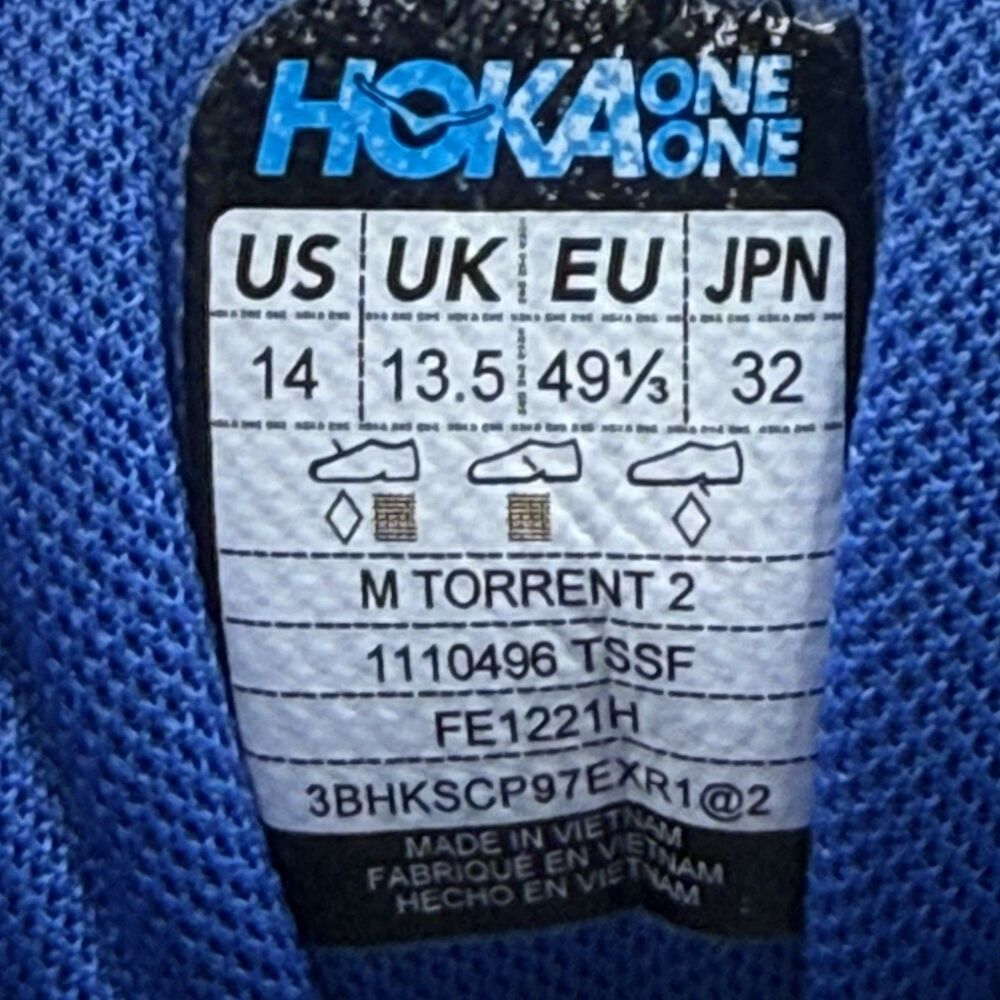 Hoka One One Torrent 2 Men's Size 14 Blue Orange Running Shoes Sneakers 1110496 - Picture 9 of 9